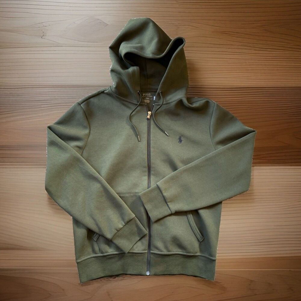 🔥🧸Polo Ralph Lauren Double-Knit Full-Zip Hoodie $138 Retail Green - NEW
